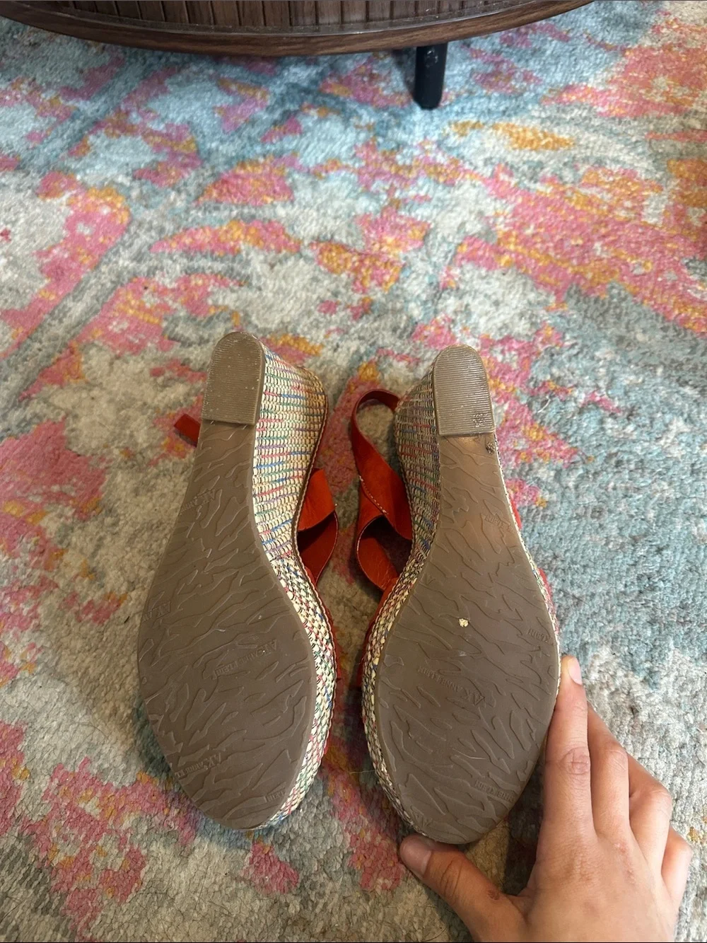 Anne Klein Orange-Red Suede Slingback Heels